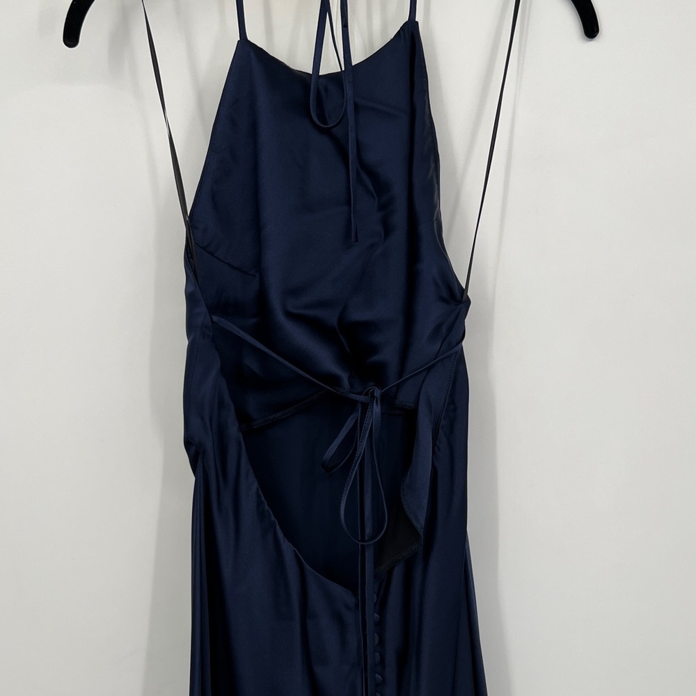 Reformation NEW Navy Backless Dress Jeany Blue Small Petite SP - Picture 9 of 10